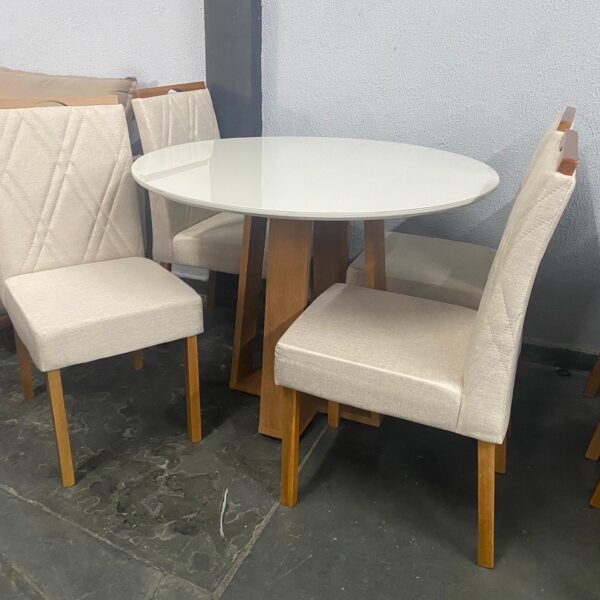 MESA MDF LAQUEADA COM VIDRO